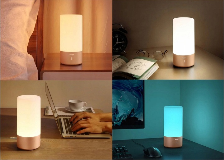 AUKEY LT-T6 Rose Gold LAMPKA NOCNA STOŁOWA RGB LED DOTYKOWA