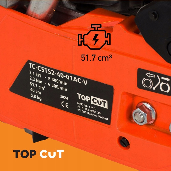 PILARKA ŁAŃCUCHOWA PIŁA SPALINOWA TOP CUT TC-CST52-40-01AC-V 2,1kW 3KM