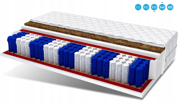 Materac 90x200 kokos pocket 9 stref HOME PLUS