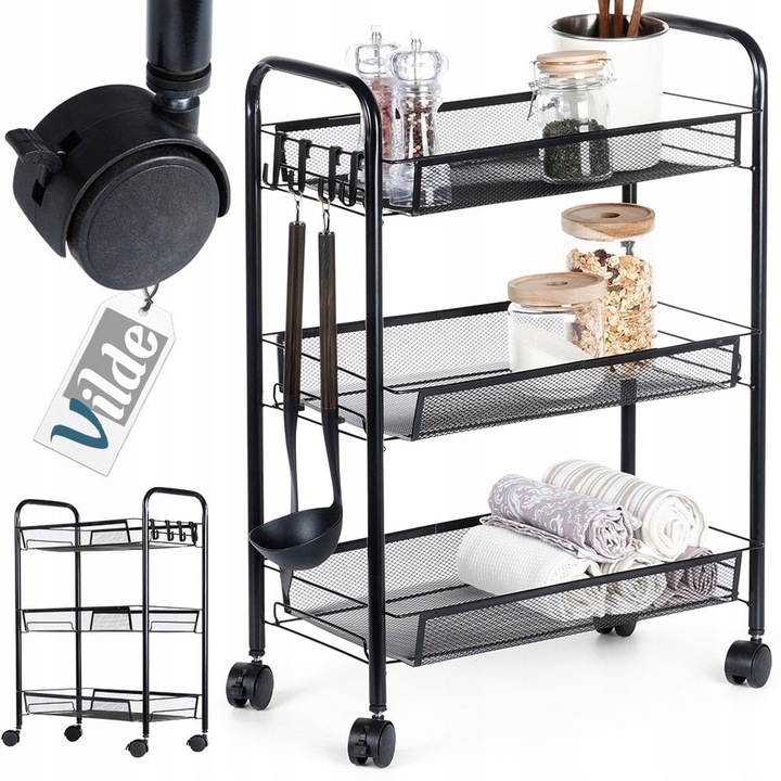 Wózek NA KÓŁKACH mobilny regał kuchenny łazienkowy 3 poziomowy szafka