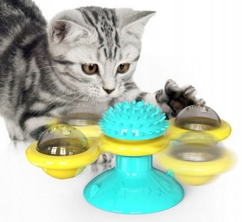 Gryzak z kocimiętką Interaktywna zabawka z przyssawką dla kota ŚWIECĄCA 360