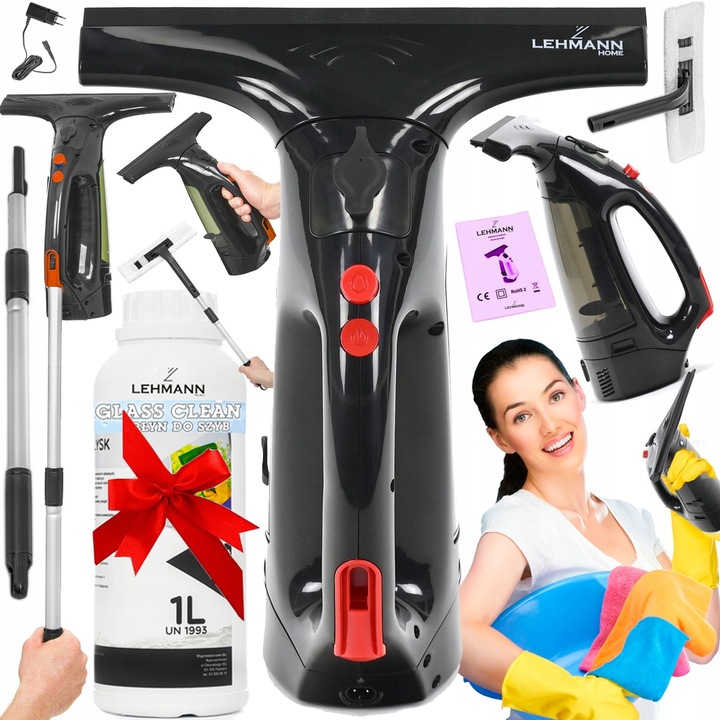 MYJKA DO OKIEN SZYB AKUMULATOROWA TELESKOP WYSOKIE OKNA + 1L PŁYNU DO