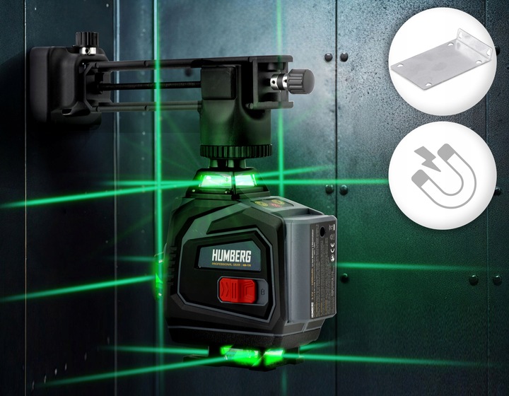 POZIOMICA LASEROWA LASER KRZYŻOWY 4D SAMOPOZIOMUJĄCY 40m 2 Akumulatory