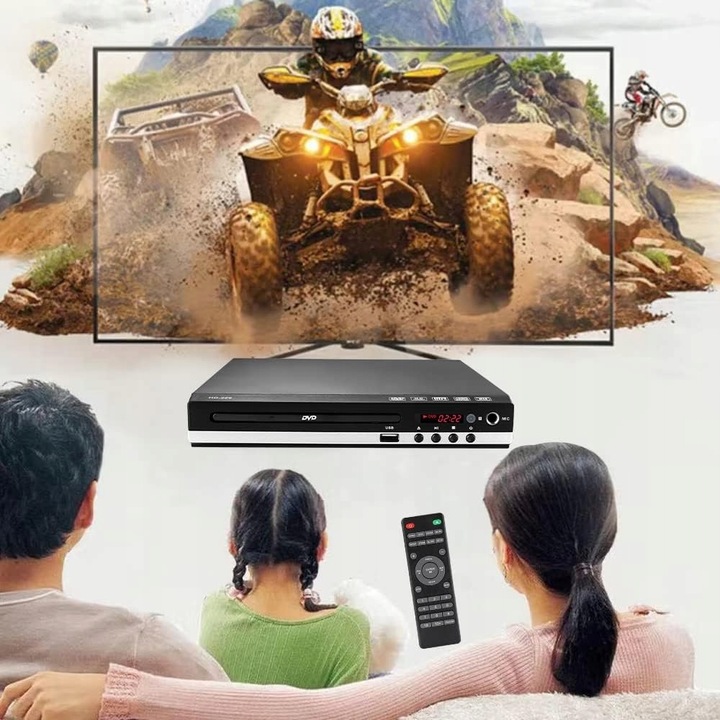 DVD PLAYER Z HDMI AV USB 1080P SYSTEM PAL/NTSC PODWÓJNE WEJŚCIA MIKROFONOWE