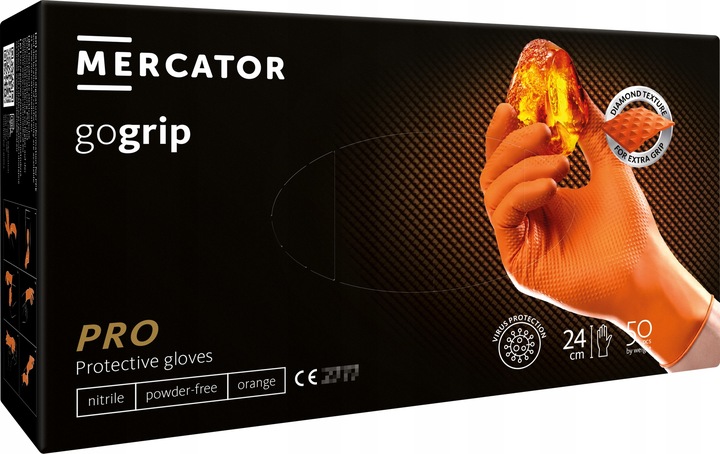 Rękawice nitrylowe Mercator gogrip orange L 50 szt