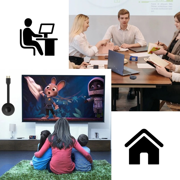 ADAPTER WIFI HDMI BEZPRZEWODOWY MIRRORSCREEN CHROMECAST 2W1 DUŻY