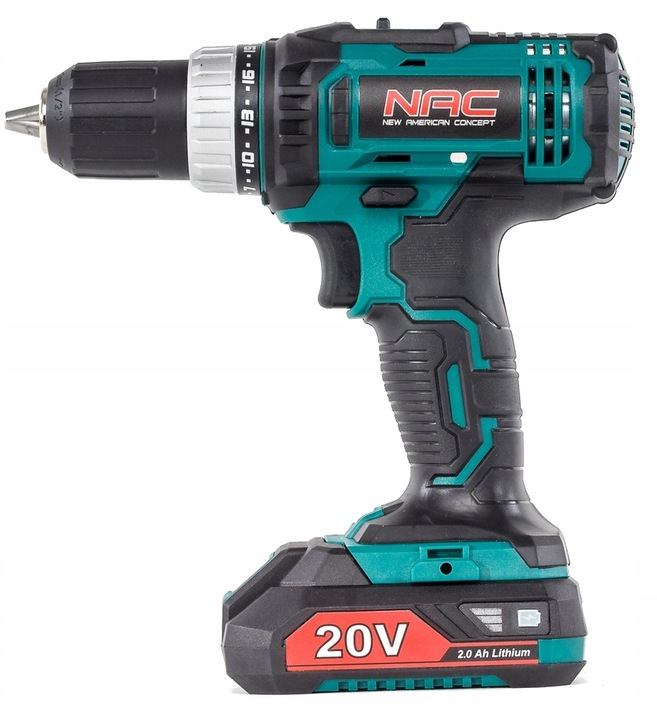 WIERTARKO WKRĘTARKA Akumulatorowa NAC 20V 2biegi +AKU 2 Ah +Ładowarka +BITY