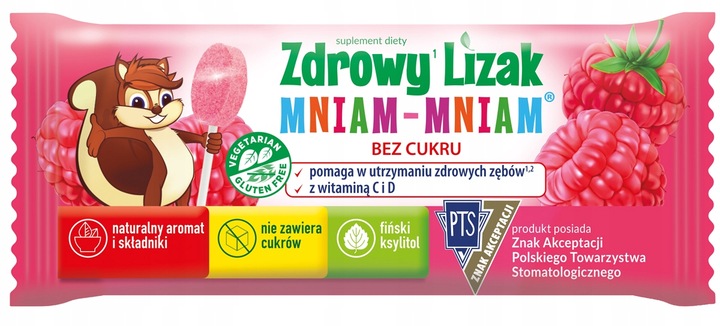 ZDROWY LIZAK MNIAM-MNIAM MALINA BEZ CUKRU 40szt