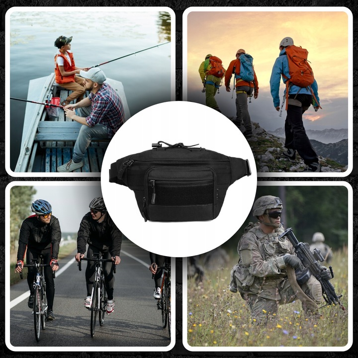 NERKA SASZETKA MĘSKA CZARNA WOJSKOWA biodrówka DUŻA POJEMNA TAKTYCZNA TORBA