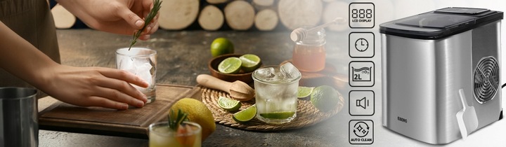 Kostkarka do lodu EBERG domowa maszyna do kostek 12kg 160W ekspresowy