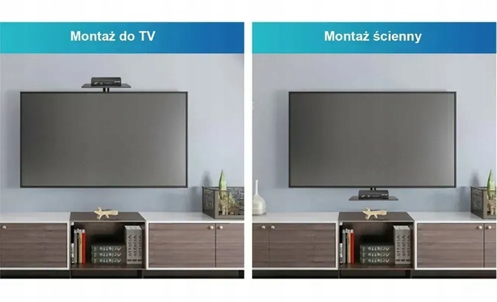 PÓŁKA POD TUNER DVB-T2 DEKODER DVD PILOTY ŚCIENNA LUB MONTOWANA NA TV