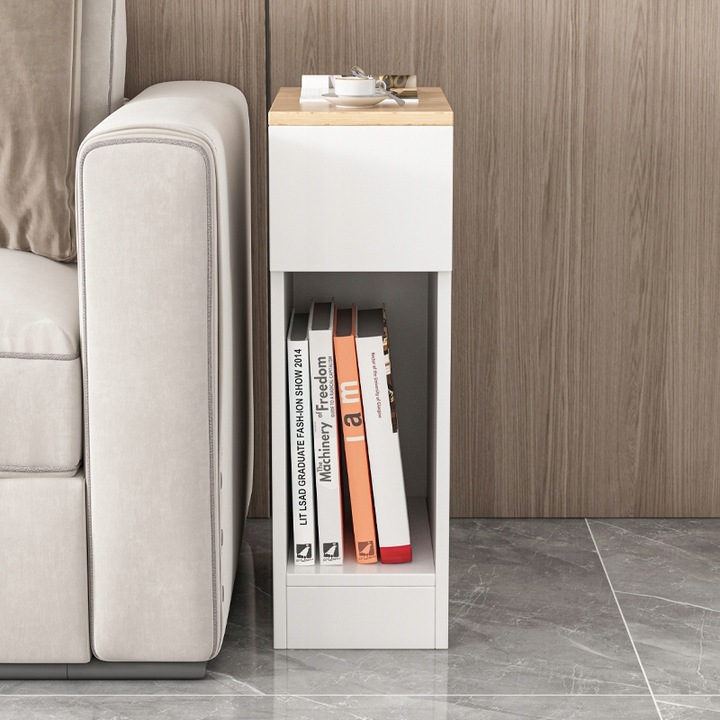 SZAFKA NOCNA WĄSKA Z SZUFLADĄ STOLIK Z PÓŁKĄ NOWOCZESNY LOFT SYPIALNI