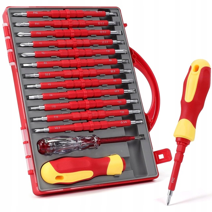 ZESTAW WKRĘTAKÓW ŚRUBOKRĘTY IZOLOWANE 26 rozmiarów + WALIZKA DLA
