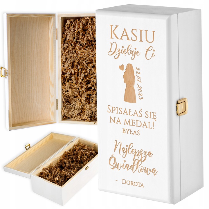 PODZIĘKOWANIE DLA ŚWIADKOWEJ SKRZYNKA NA ALKOHOL PREZENT DLA ŚWIADKOWEJ