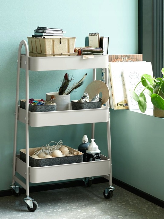 Regał łazienkowy JYSK odcienie beżu 31x47 x 79 cm kuchenny wózek