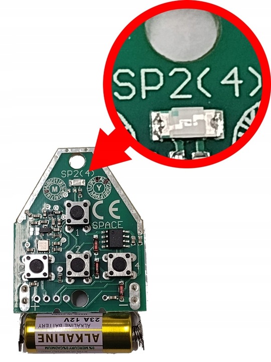 Pilot Do Napędu Bramy Garażowej Wjazdowej ORYGINALNY Came SP2 Space