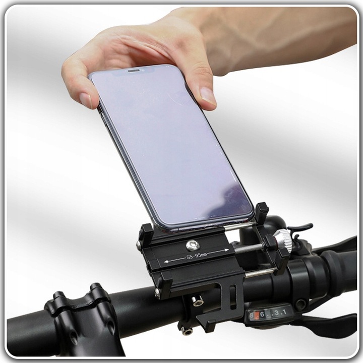 UCHWYT ROWEROWY NA TELEFON MONTOWANY NA KIEROWNICĘ ROWERU ALUMINIOWY