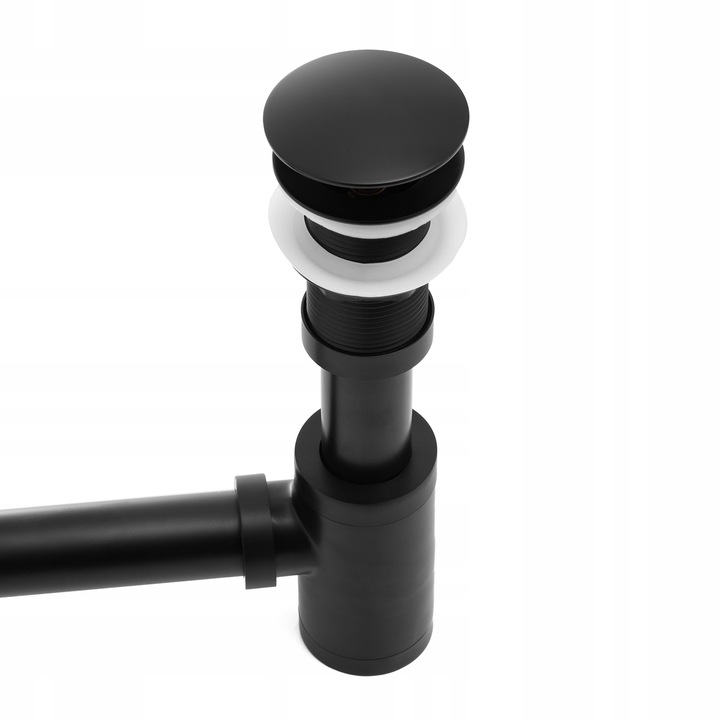 Korek klik klak czarny automatyczny bez przelewu z syfonem do umywalki YOKA