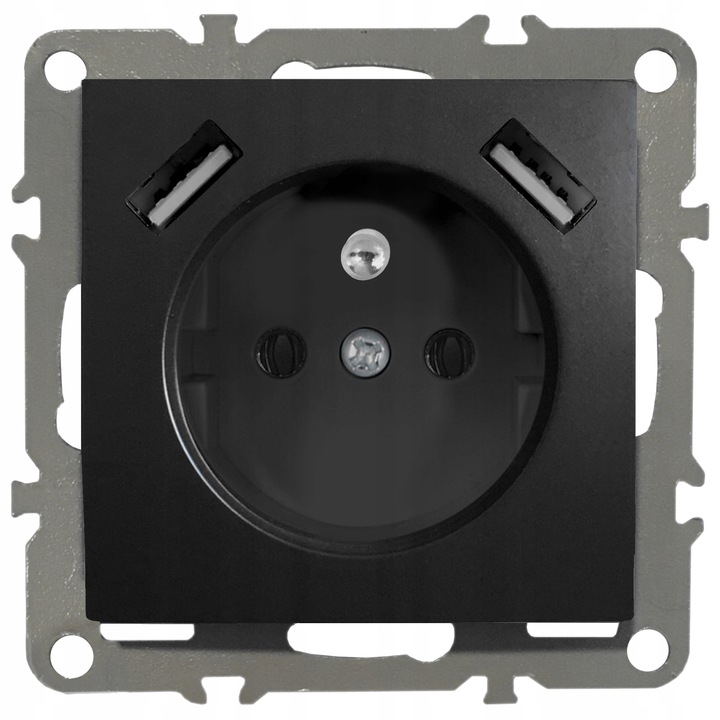 QUADRA GNIAZDKO Z BOLCEM 2X USB DO RAMEK 230V 2.1A
