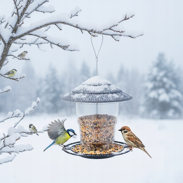 KARMNIK DLA PTAKÓW NA ZIARNO SŁONECZNIK ZBOŻE KARMĘ POKARM WISZĄCY