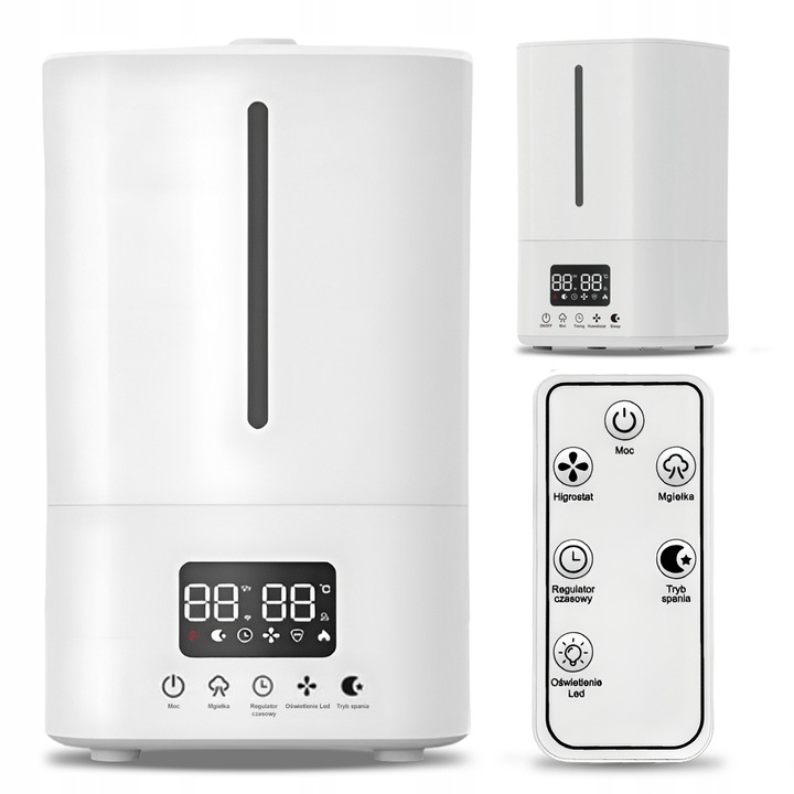 Nawilżacz Powietrza Ultradźwiękowy Smart 25 W - 5l Z PILOTEM