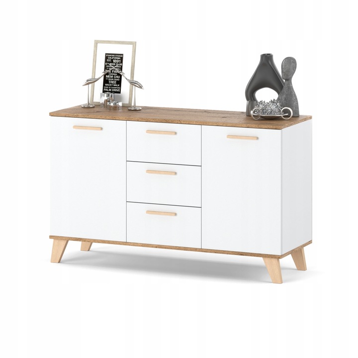 Komoda BIAŁA 3 Szuflady Duża Pojemna Szafka OSLO 120cm Styl