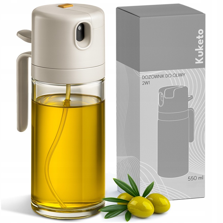 SPRYSKIWACZ DO OLIWY OLEJU SZKLANY DOZOWNIK W SPRAYU POJEMNIK DUŻY 550ml