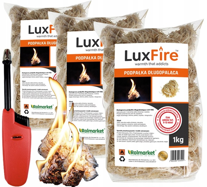 PODPAŁKA wełna drzewna do KOMINKA rozpałka pieca długo paląca 3kg +GRATIS