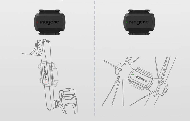 MAGENE S3 + CZUJNIK KADENCJI I PRĘDKOŚCI APLIKACJA BLUETOOTH ANT+IP66