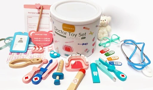 DUŻY DREWNIANY ZESTAW LEKARSKI DOKTOR LEKARZ