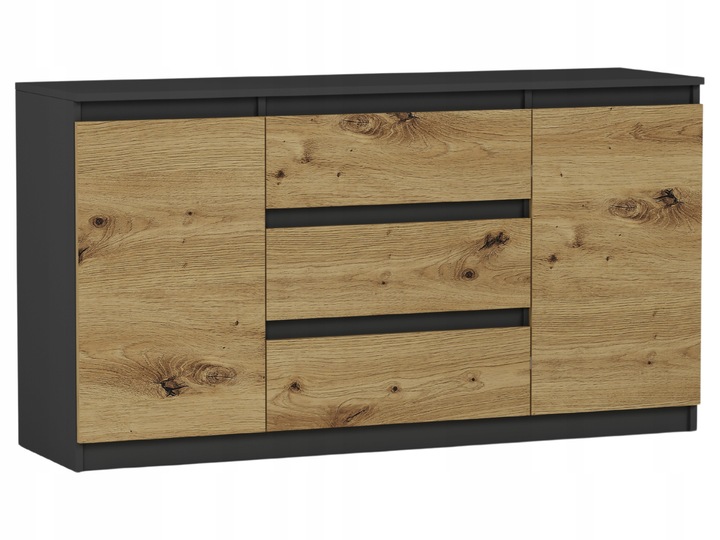 KOMODA 140 SZAFKA 3 SZUFLADY 2 PÓŁKI R-140-S3 ANTRACYT MIX ARTISAN
