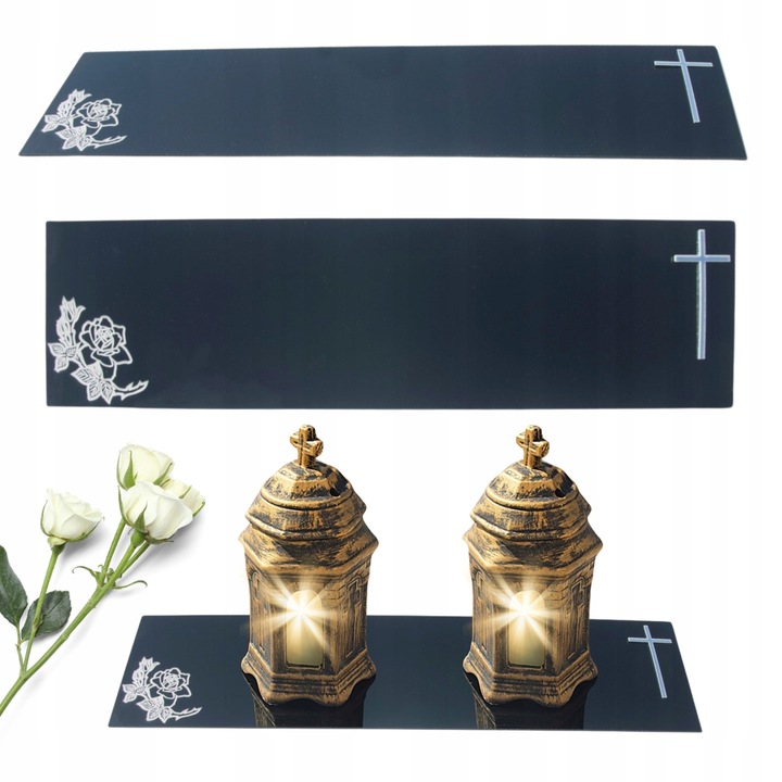 Tacka PODSTAWKA POD ZNICZ Świeczki na GRÓB ZNICZE 60X15 SZKŁO AKRYLOWE