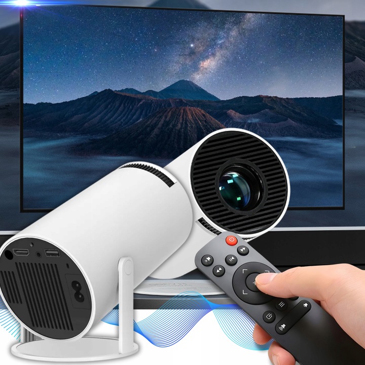 PROJEKTOR HY300 PRO 2025 WERSJA 4K WIFI PRZENOŚNY SMART ANDROID TV RZUTNIK