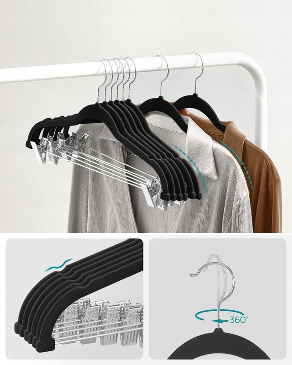 WIESZAKI DO UBRAŃ WELUR Z KLAMERKAMI ANTYPOŚLIZGOWE ARVENTA STYLE - 10