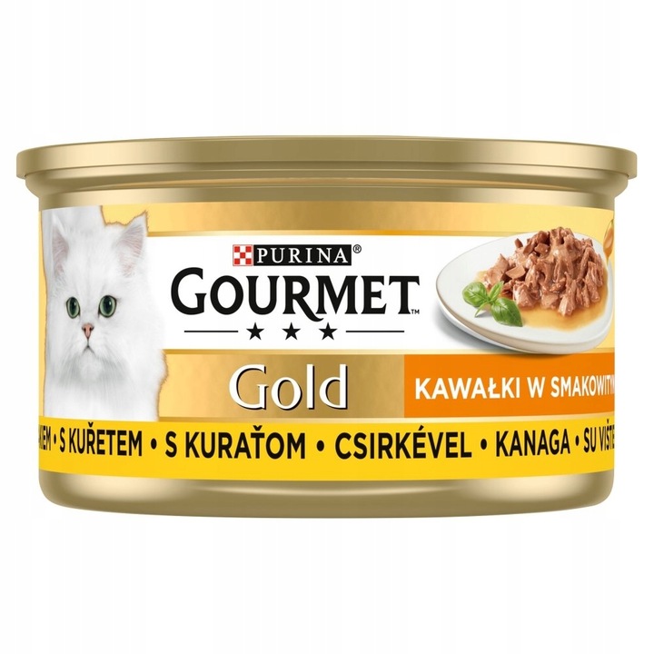 GOURMET GOLD KAWAŁKI KURCZAKA W SOSIE MOKRA KARMA DLA KOTA 12x85g