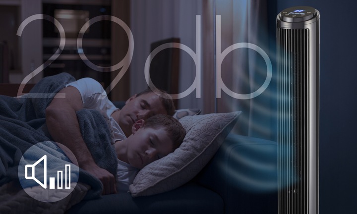 WENTYLATOR KOLUMNOWY CICHY 29db WIATRAK STOJĄCY JONIZACJA +10m zasięg
