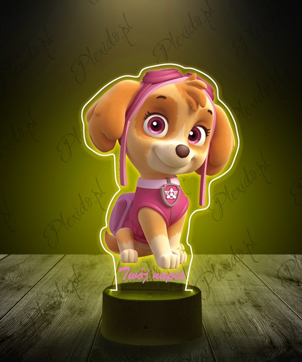 Lampka Nocna z Nadrukiem Dla Dzieci Psi Patrol Skye Bajka Twój Napis 3D LED