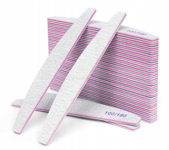 100 x Pilnik do Paznokci Łódka Zebra 100/180