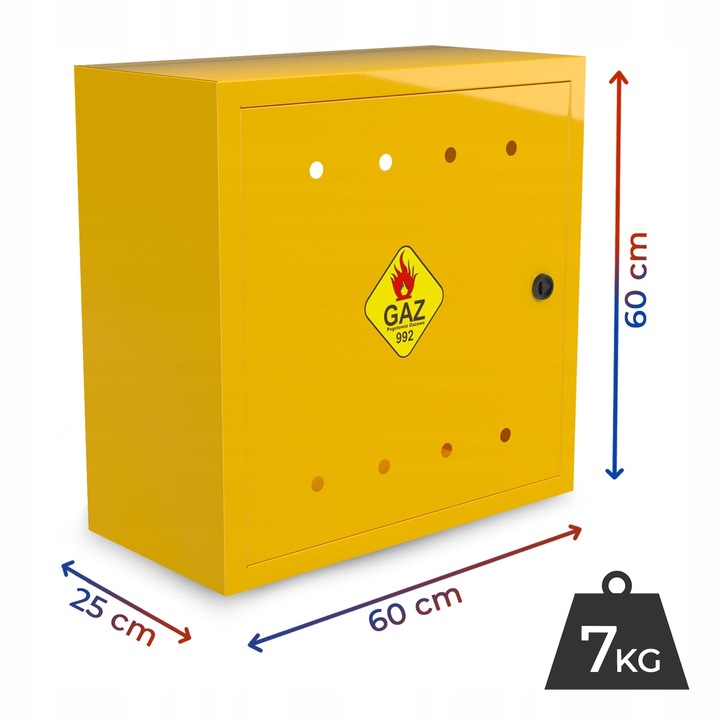 SKRZYNKA GAZOWA 60x60x25 SZAFKA STANDARD NA ZAWÓR GAZ KOLOR ŻÓŁTY