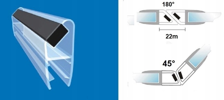 USZCZELKA MAGNETYCZNA DRZWI PRYSZNICOWYCH KABINY PRYSZNICOWEJ 8GC 6 mm