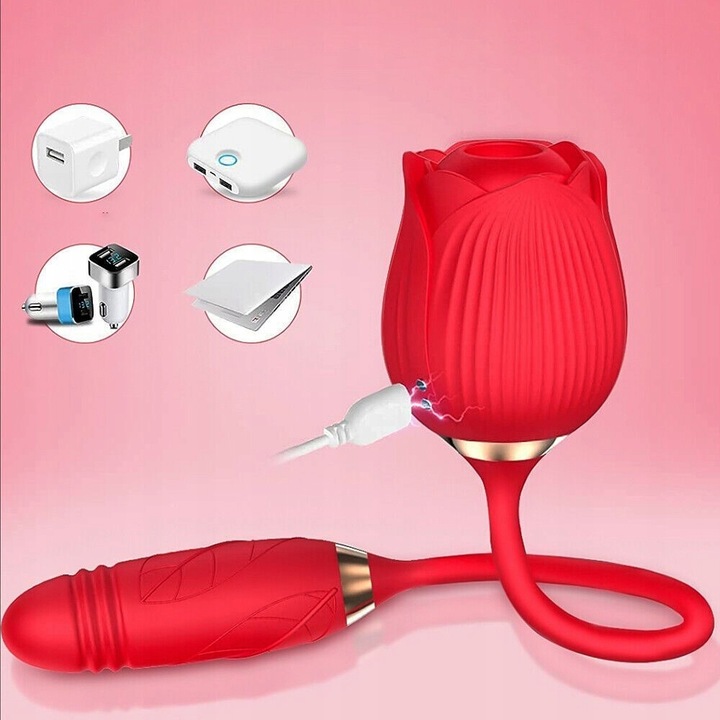 WIBRATOR POSUWISTY STYMULATOR ŁECHTACZKI MOCNE WIBRACJE RÓŻA CZERWONY