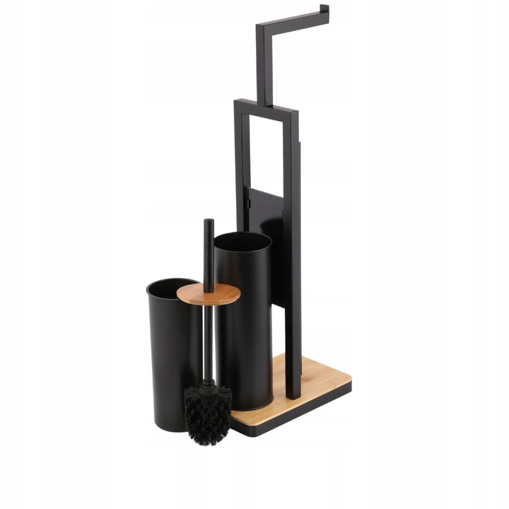 Stojak uchwyt wieszak na papier toaletowy i szczotkę do WC czarny