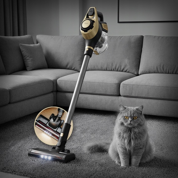 Odkurzacz pionowy bezworkowy Adler Light Gold 700 W z turboszczotką