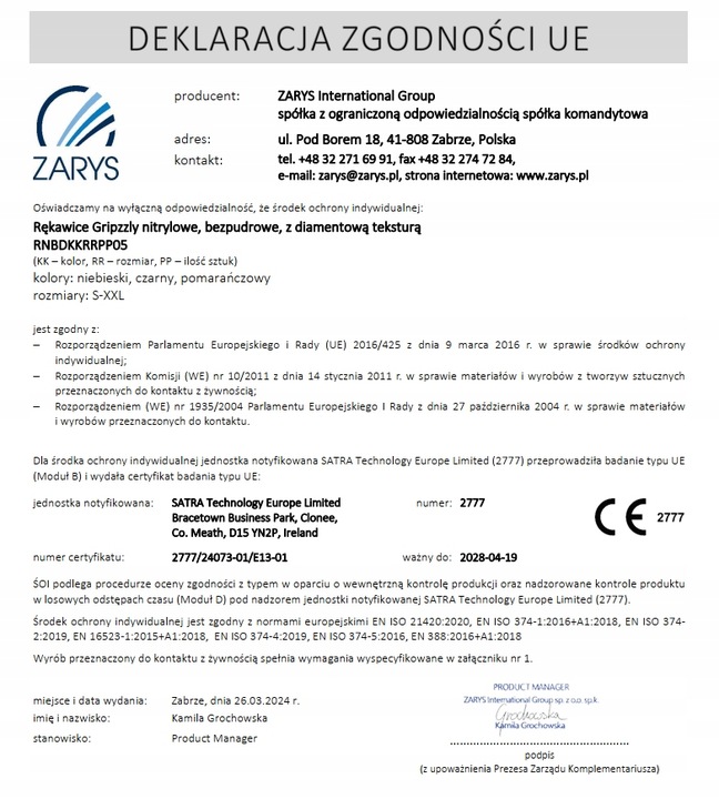 Rękawiczki robocze NITRYLOWE czarne AQL 1.5 GRIPZZLY Black r.L 50 szt.