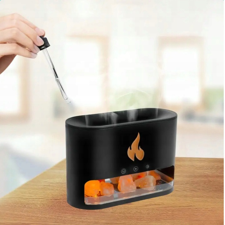 NAWILŻACZ POWIETRZA DYFUZOR KOMINEK LAMPKA NOCNA LED EFEKT PŁOMIENIA +