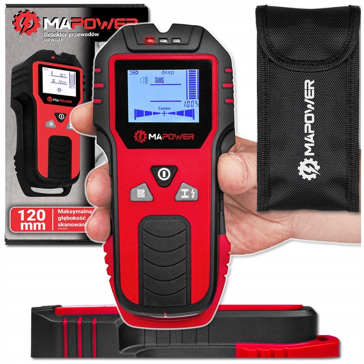 WYKRYWACZ PRZEWODÓW DETEKTOR DREWNA METALU KABLI RUR W ŚCIANIE MAPOWER