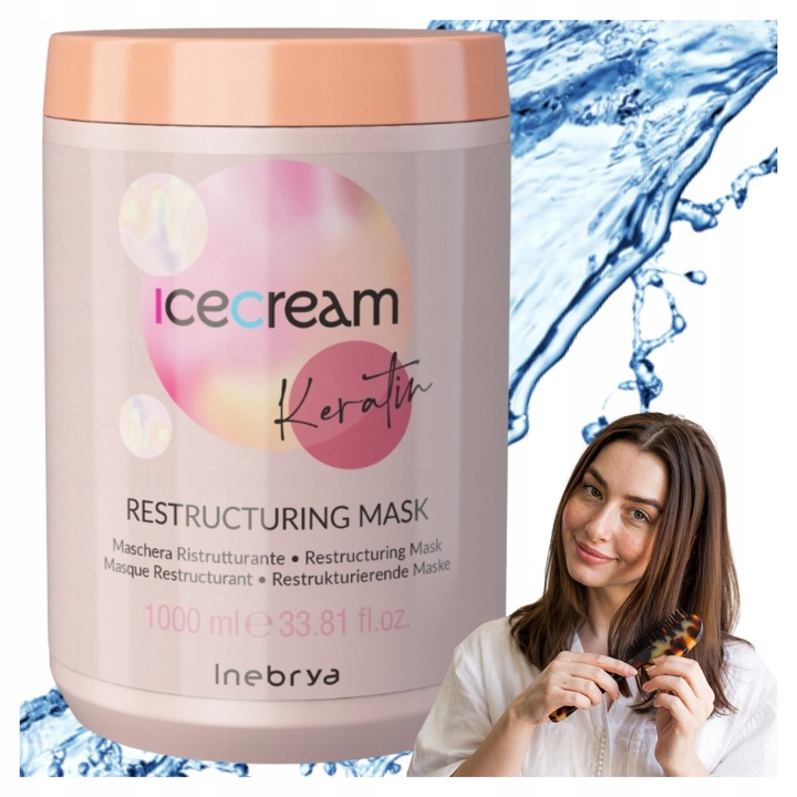 Maska do Włosów Łamliwych Zniszczonych Rekonstruująca Inebrya Keratin 1L