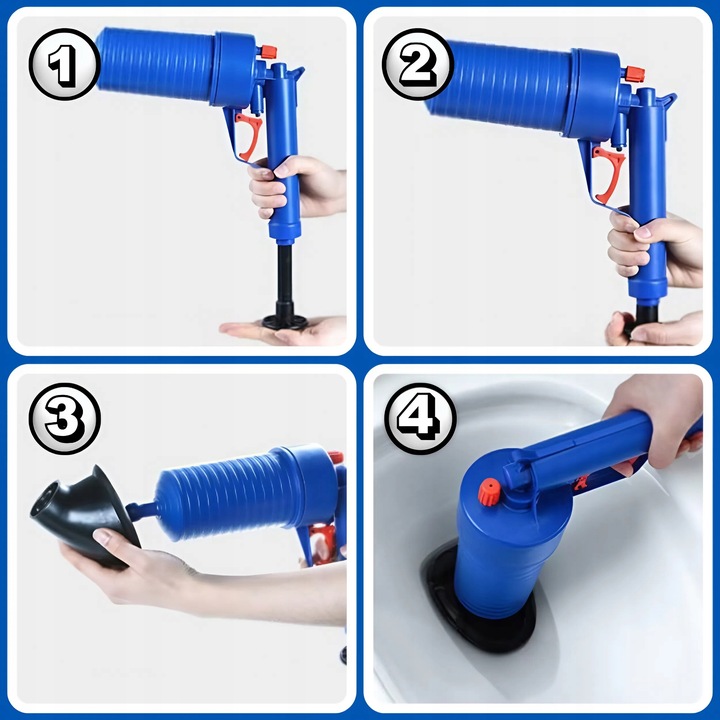 PISTOLET DO UDRAŻNIANIA RUR PRZEPYCHACZ WC TOALET ZLEWU KRET HYDRAULICZNY
