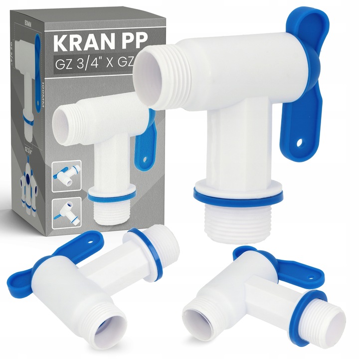 Zawór PP MAUZER 3/4 GZ Kran ZBIORNIKA 1000L Beczki Mauser Kranik