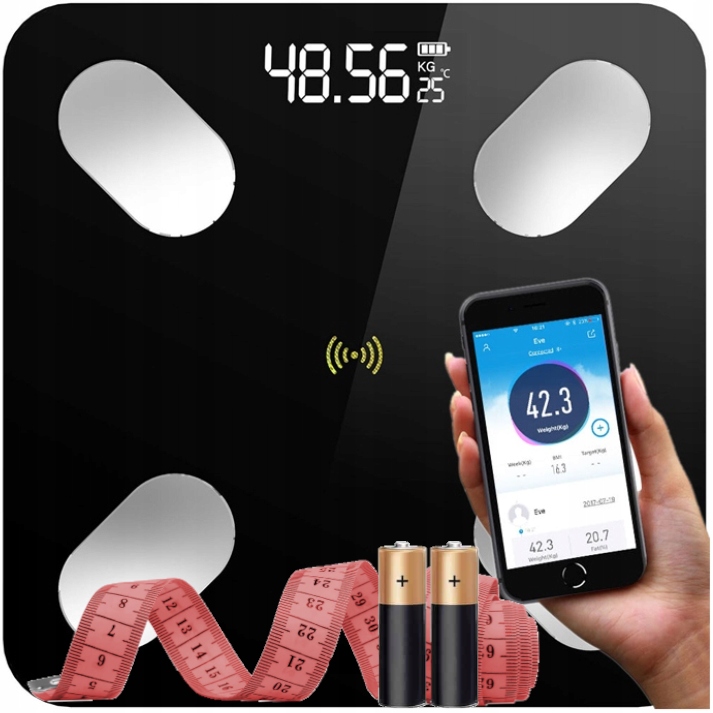 ANALITYCZNA WAGA ŁAZIENKOWA SMART 26w1 BMI+STOLNICA SILIKONOWA 40x50